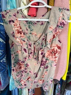 Floral Ruffle Sleeveless Camisole XS